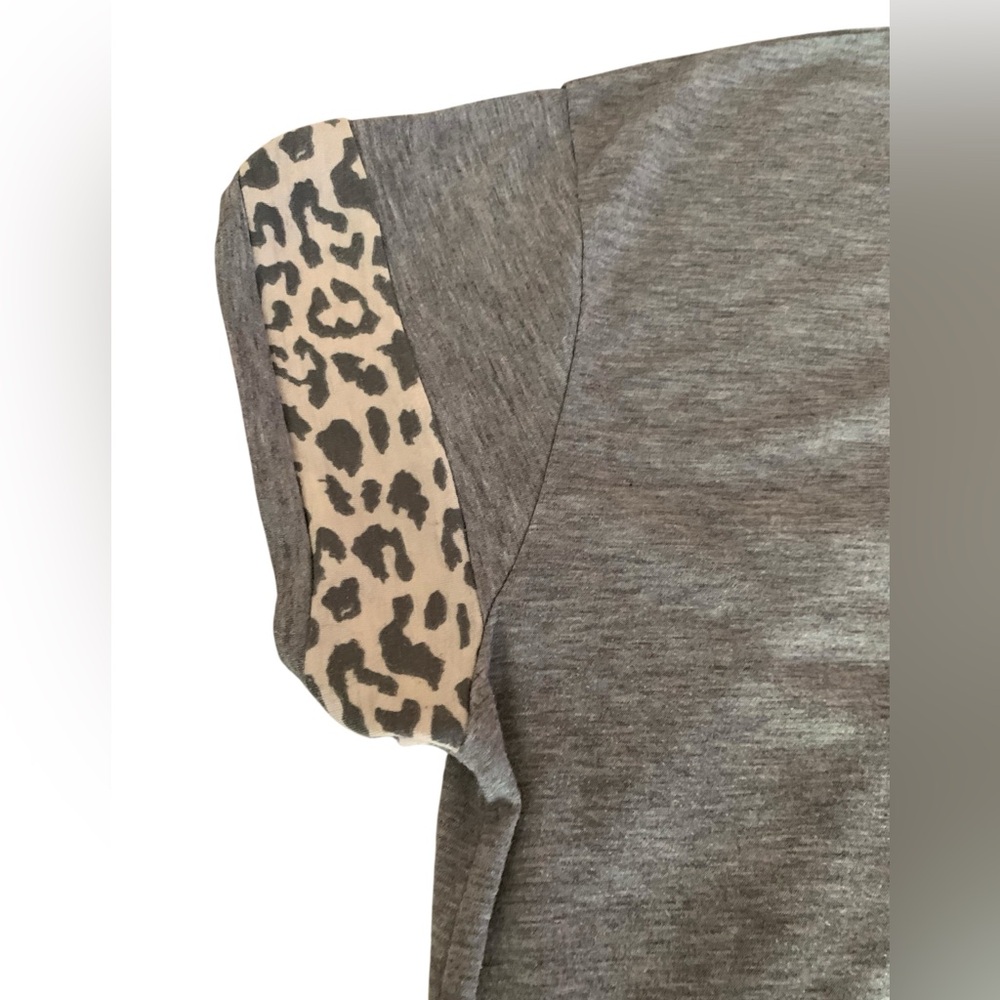 COZY Gray & Leopard Print Women’s Plus Size 1X Pajamas Set Cheetah Animal Print - Picture 6 of 12